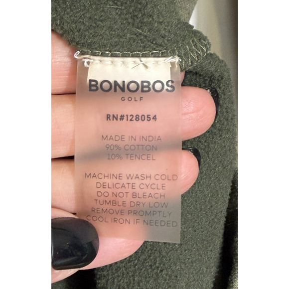 Bonobos Golf 1/4 Zip Slim Fit Pullover Sweatshirt Olive Green Pockets Size Large - Picture 9 of 10